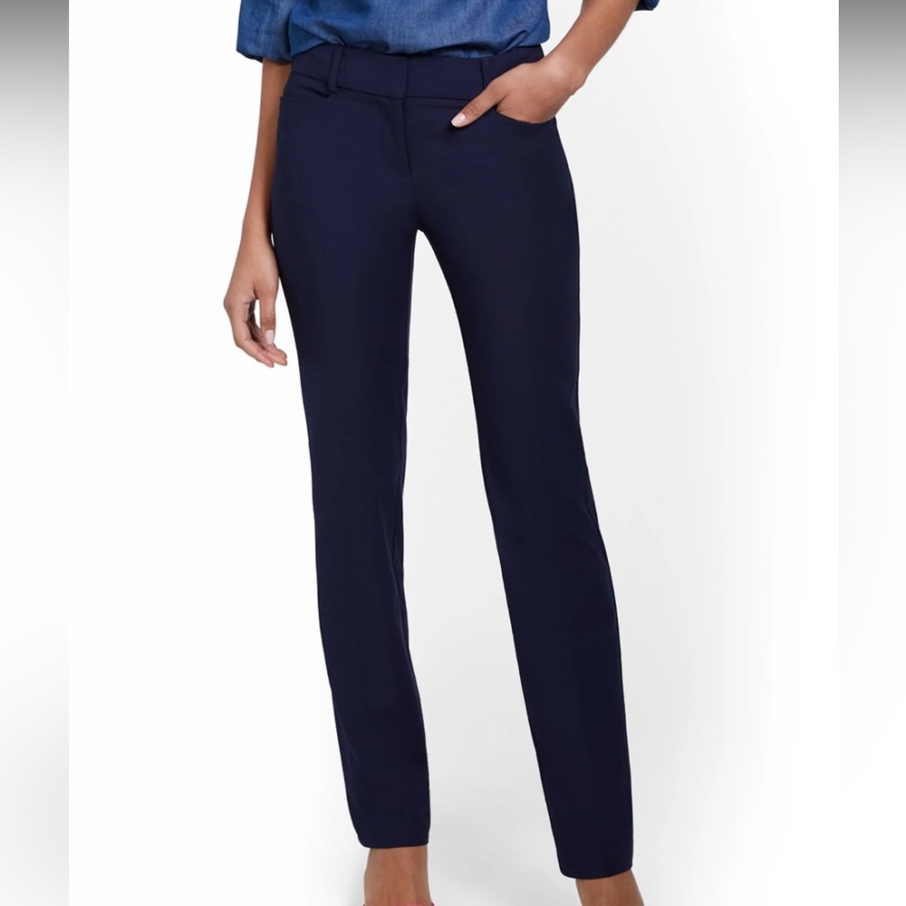 7th Avenue Navy Straight Leg Dress Pants